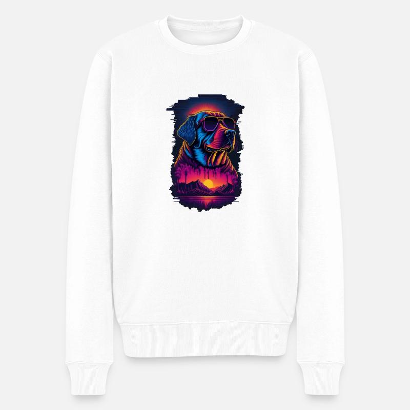 Labrador trägt Sonnenbrille - Männer Premium Bio Pullover - Weiß