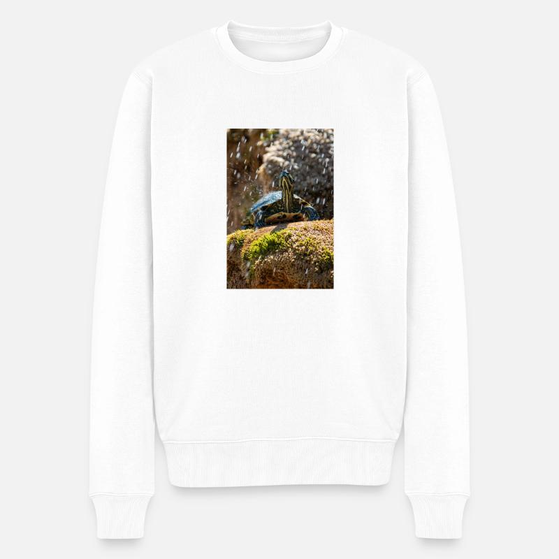 Gelbbauch-Slider Trachemys scripta scripta - Männer Premium Bio Pullover - Weiß