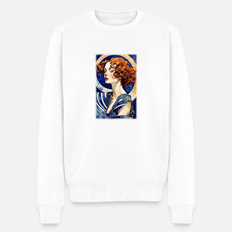 Art Déco 1 - Männer Premium Bio Pullover - Weiß