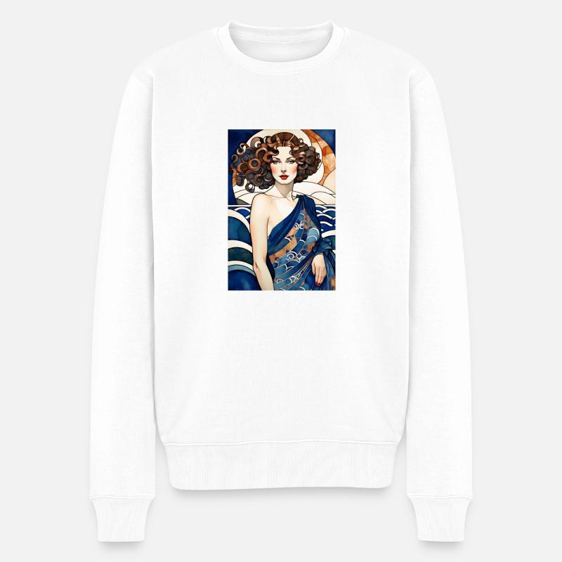 Art Déco 3 - Männer Premium Bio Pullover - Weiß