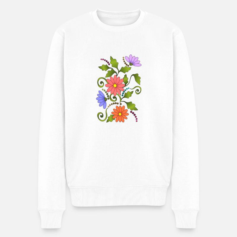 Blumen - Männer Premium Bio Pullover - Weiß