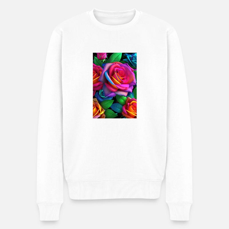 Blumen 144 - Männer Premium Bio Pullover - Weiß