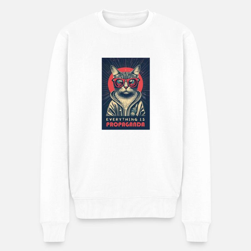 Alles ist Propaganda Katze - Männer Premium Bio Pullover - Weiß
