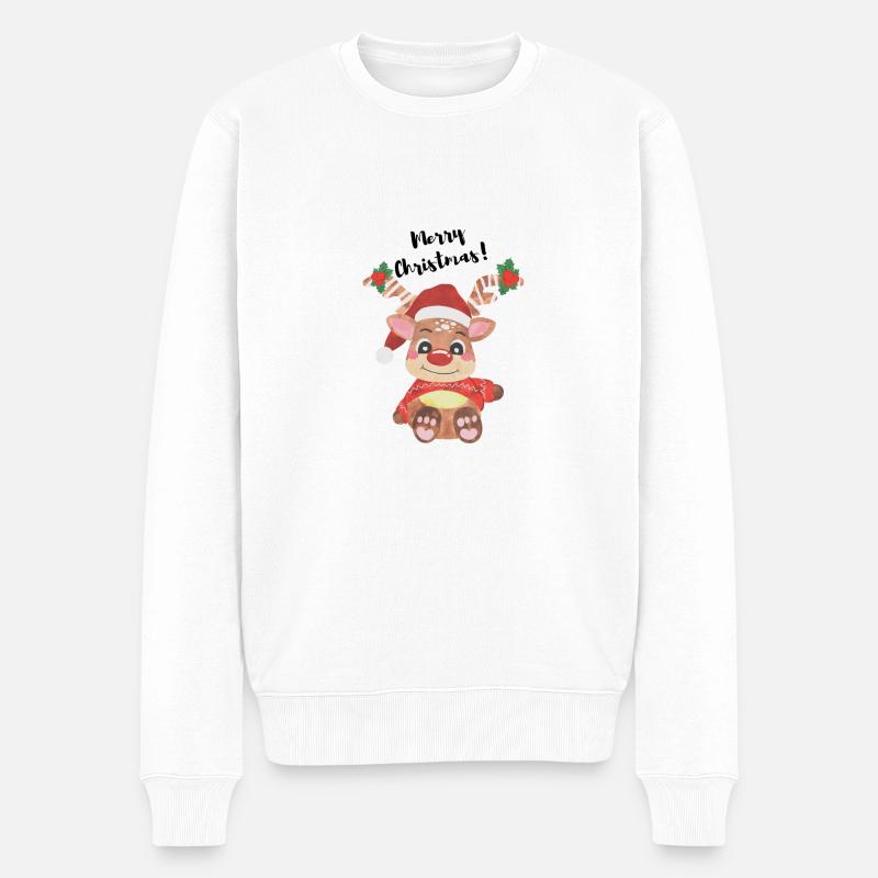 Câlins de rennes: Joyeux Noël! - Pull Premium bio Homme - blanc