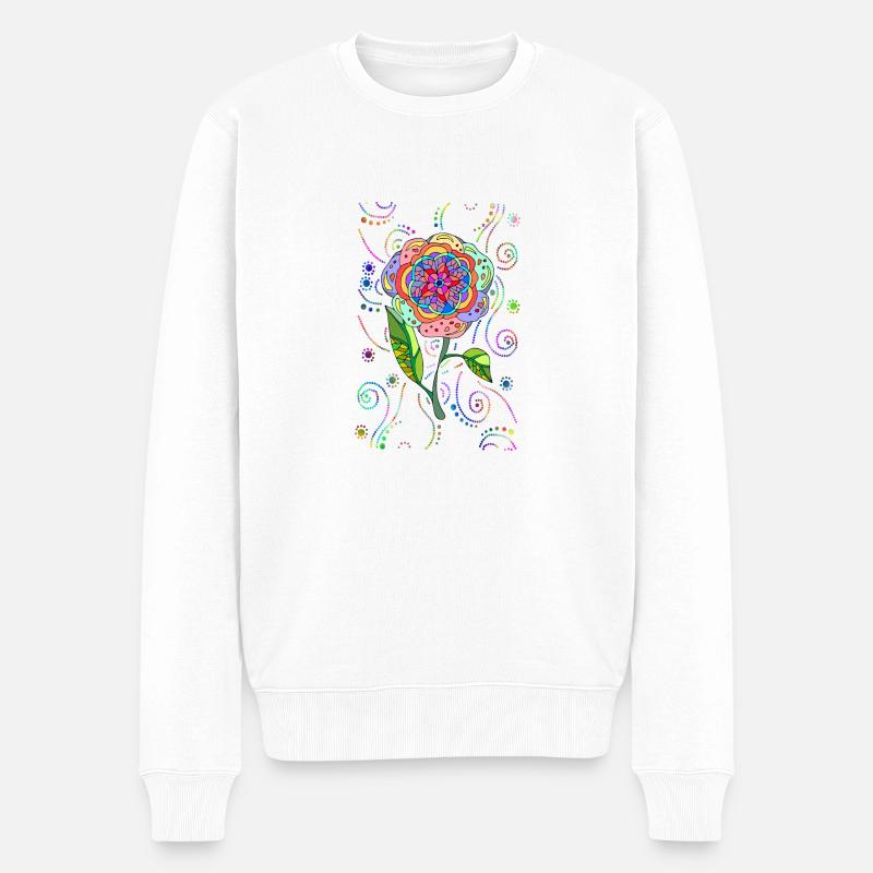 Blume - Männer Premium Bio Pullover - Weiß