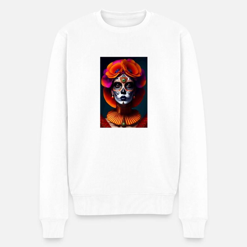 dia de los muertos design calavera catrina - Männer Premium Bio Pullover - Weiß