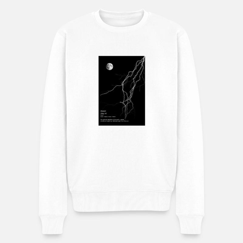 Moon with Lightning - Männer Premium Bio Pullover - Weiß