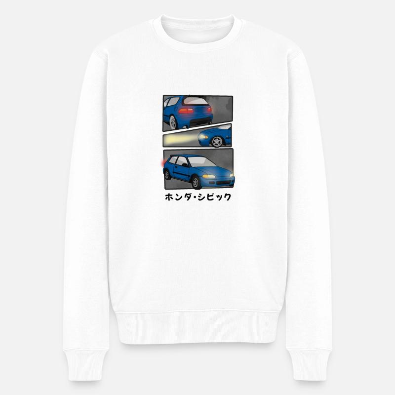 NIGHT BLUE CAR COMIC / HATCHBACK - Männer Premium Bio Pullover - Weiß