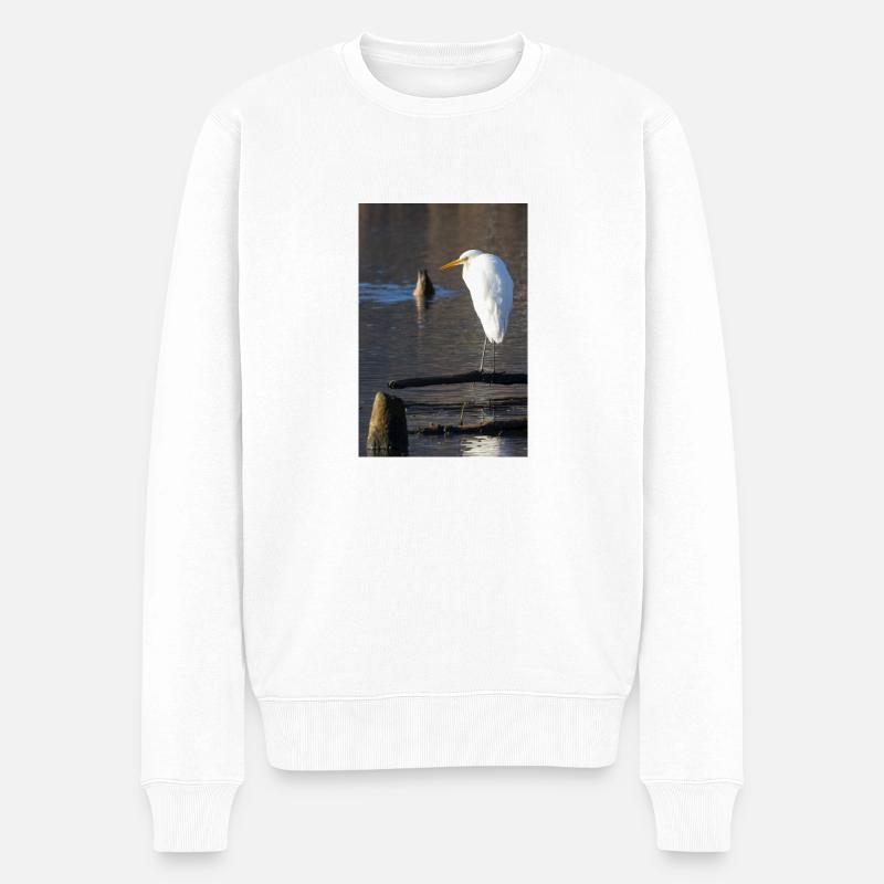 Silberreiher - Männer Premium Bio Pullover - Weiß