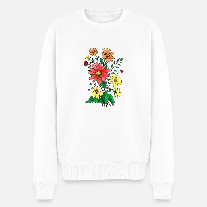 Blumen - Männer Premium Bio Pullover - Weiß