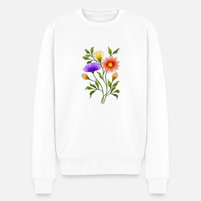 Blumen - Männer Premium Bio Pullover - Weiß
