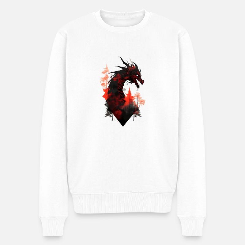 Dragon Écarlate - Pull Premium bio Homme - blanc