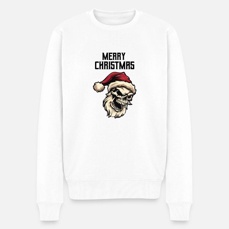 weihnachtsmann skull - Männer Premium Bio Pullover - Weiß