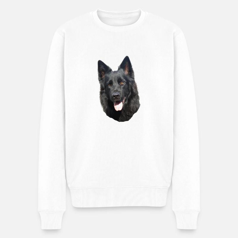 schwarzer Schäferhund Kopf - Männer Premium Bio Pullover - Weiß