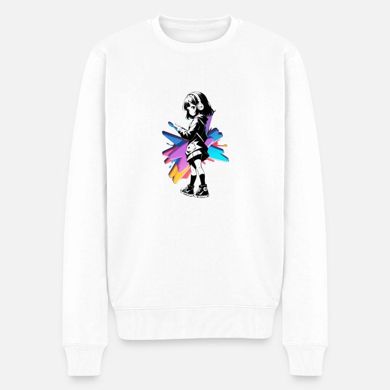 Streetart Mädchen 23245 - Männer Premium Bio Pullover - Weiß