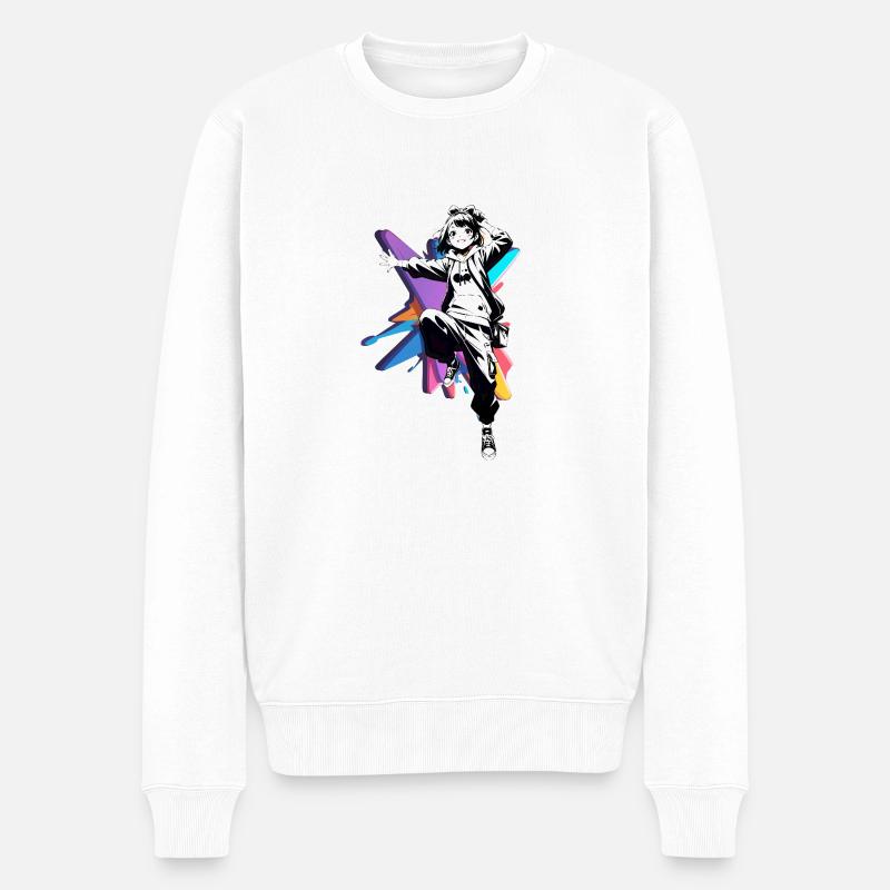 Streetart Mädchen 23246 - Männer Premium Bio Pullover - Weiß