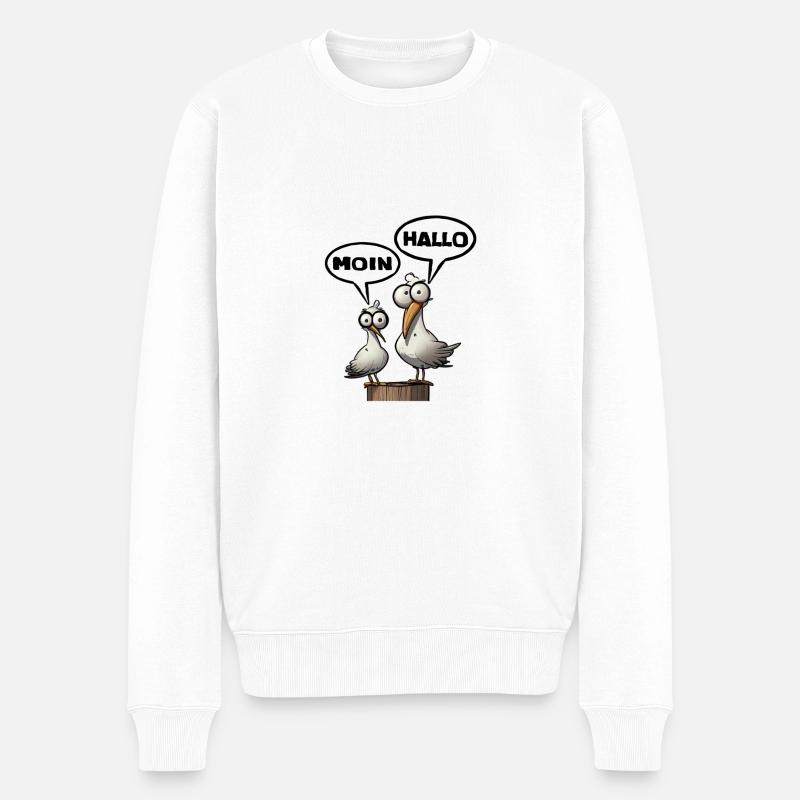 Moin Hallo - Männer Premium Bio Pullover - Weiß