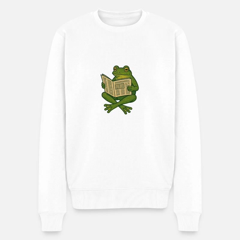 Frosch - Männer Premium Bio Pullover - Weiß