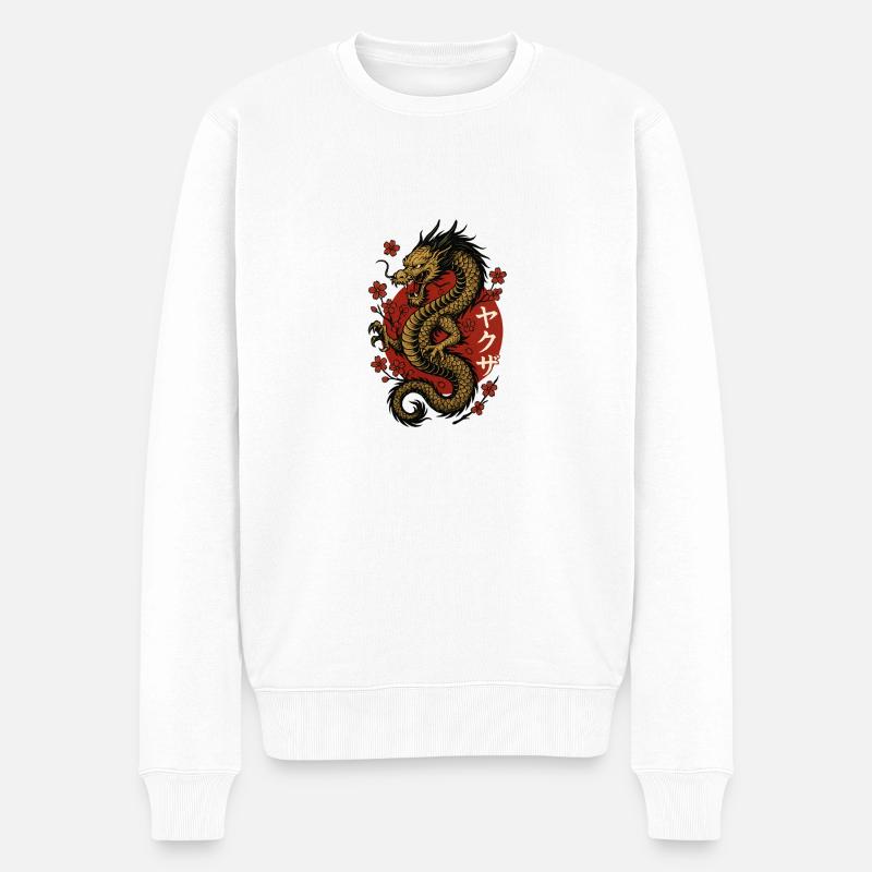 Yakuza Dragon - Männer Premium Bio Pullover - Weiß