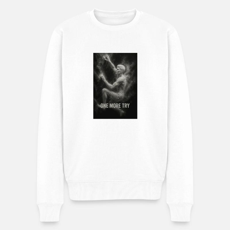 One more try. - Männer Premium Bio Pullover - Weiß