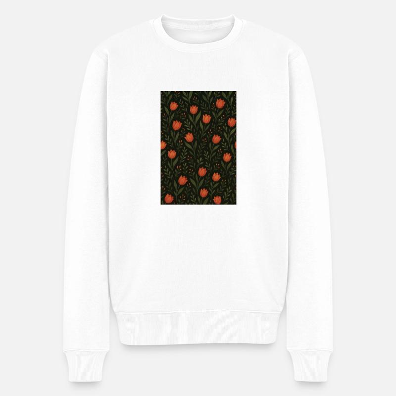 Motif Tulipe - Pull Premium bio Homme - blanc