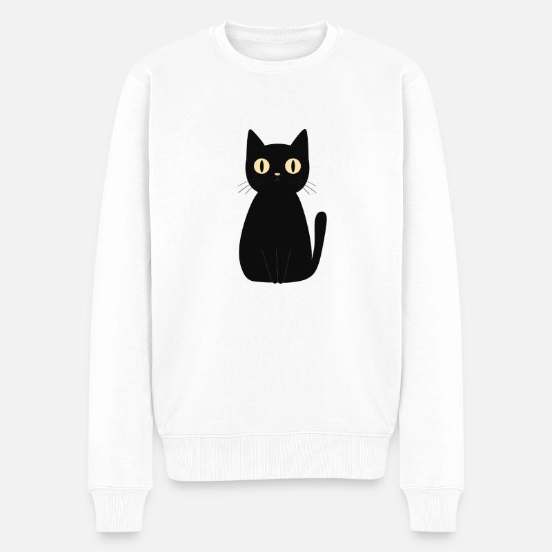 mignon chat noir - Pull Premium bio Homme - blanc