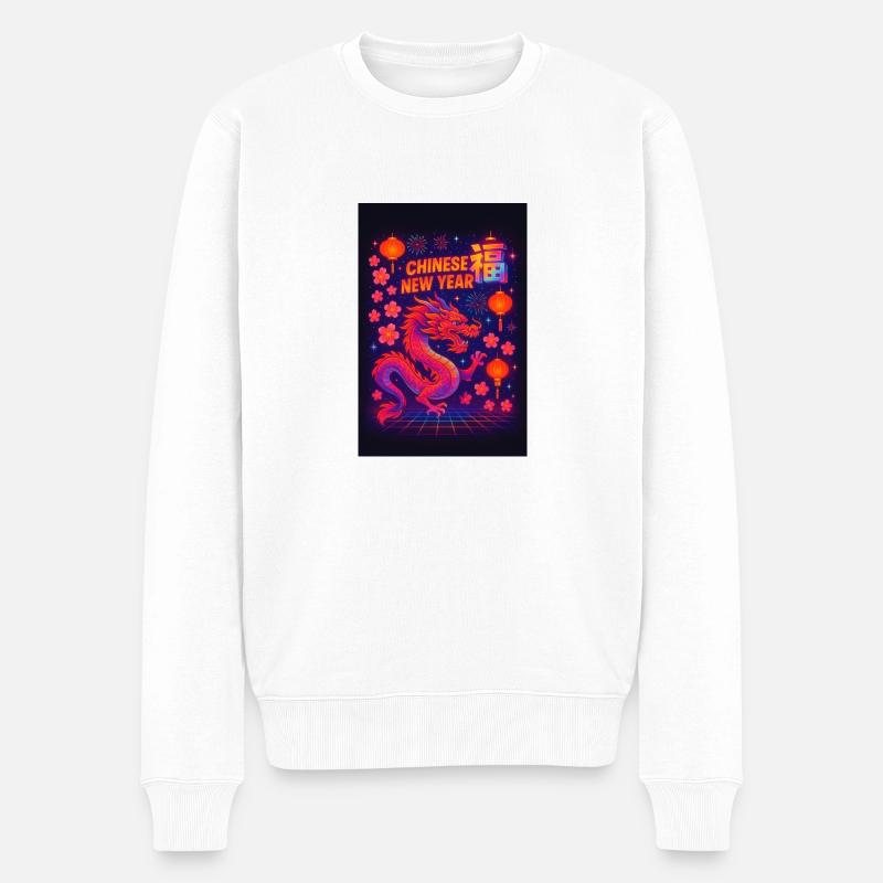 Bild zum chinesischen Neujahrsfest - Männer Premium Bio Pullover - Weiß