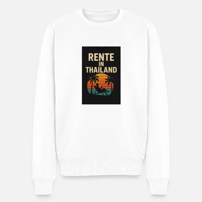Rente in Thailand - Männer Premium Bio Pullover - Weiß