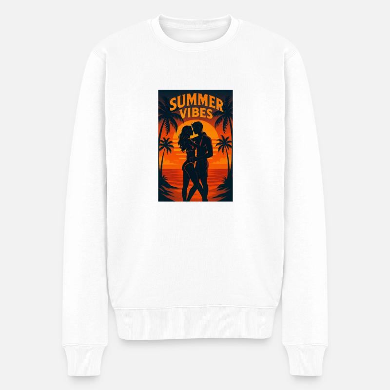 Sunset Heat – Sommeredition 2025 - Männer Premium Bio Pullover - Weiß