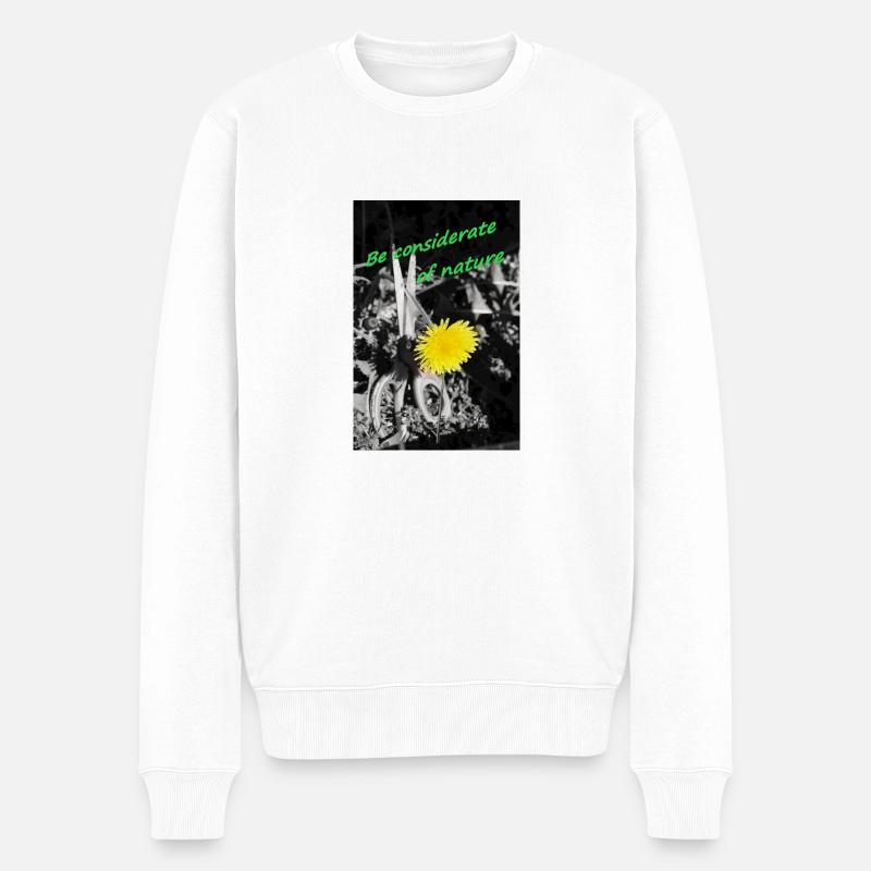 Nimm Rücksicht auf die Natur - Männer Premium Bio Pullover - Weiß