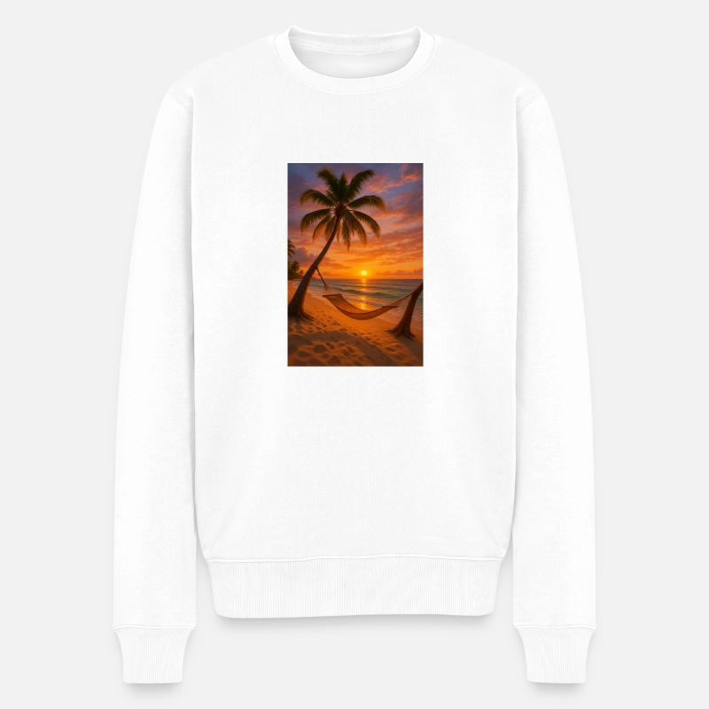 Roter Sonnenuntergang - Männer Premium Bio Pullover - Weiß