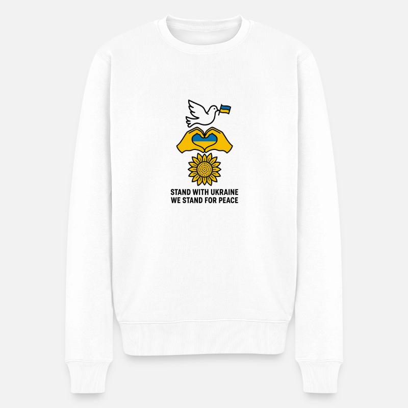 Ukraine Peace - Männer Premium Bio Pullover - Weiß