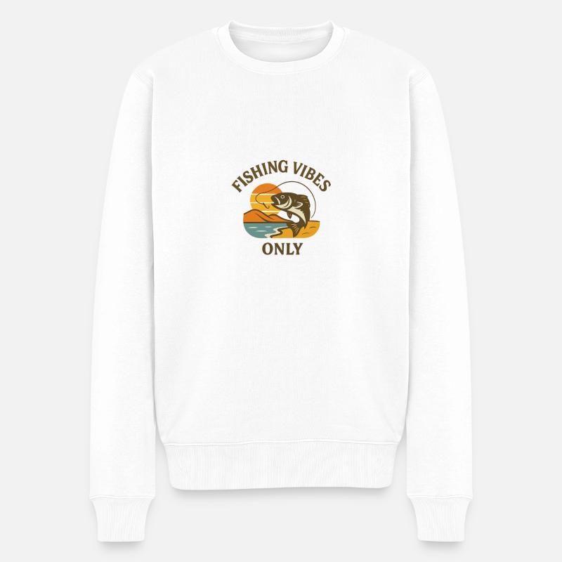 Fishing Vibes Only - Männer Premium Bio Pullover - Weiß