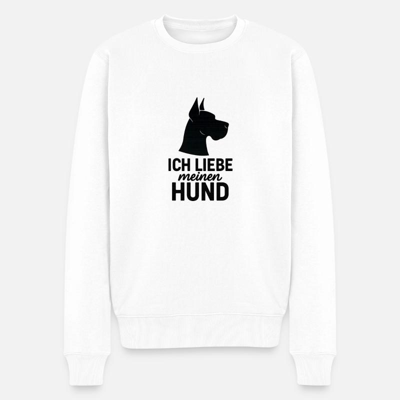 Ich liebe meinen Hund Dogge - Männer Premium Bio Pullover - Weiß