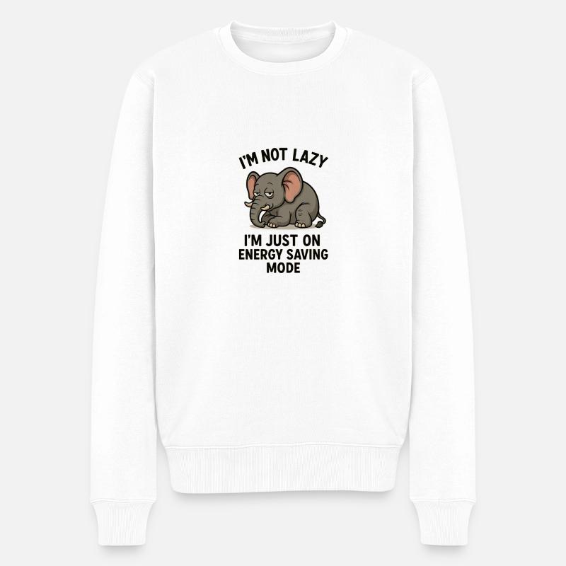 The Lazy Elefant - Männer Premium Bio Pullover - Weiß