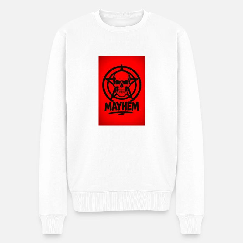 Mayhem Letters&Skull Logo - Männer Premium Bio Pullover - Weiß