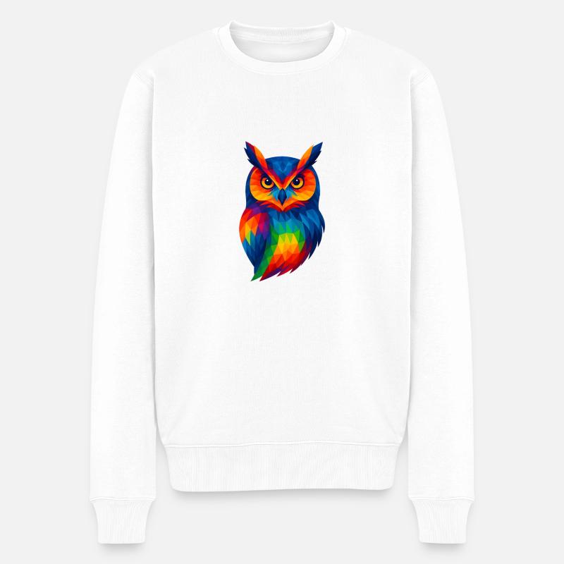 WPAP Stil Tiere - Eule - Männer Premium Bio Pullover - Weiß