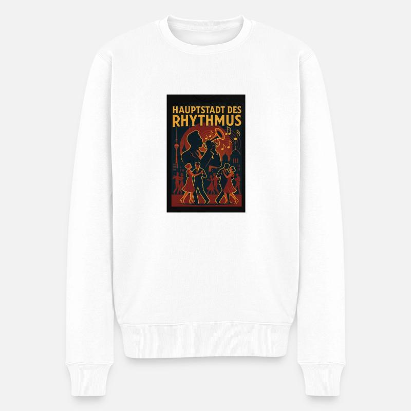 Musik Berlin Retro Nightlife - Männer Premium Bio Pullover - Weiß