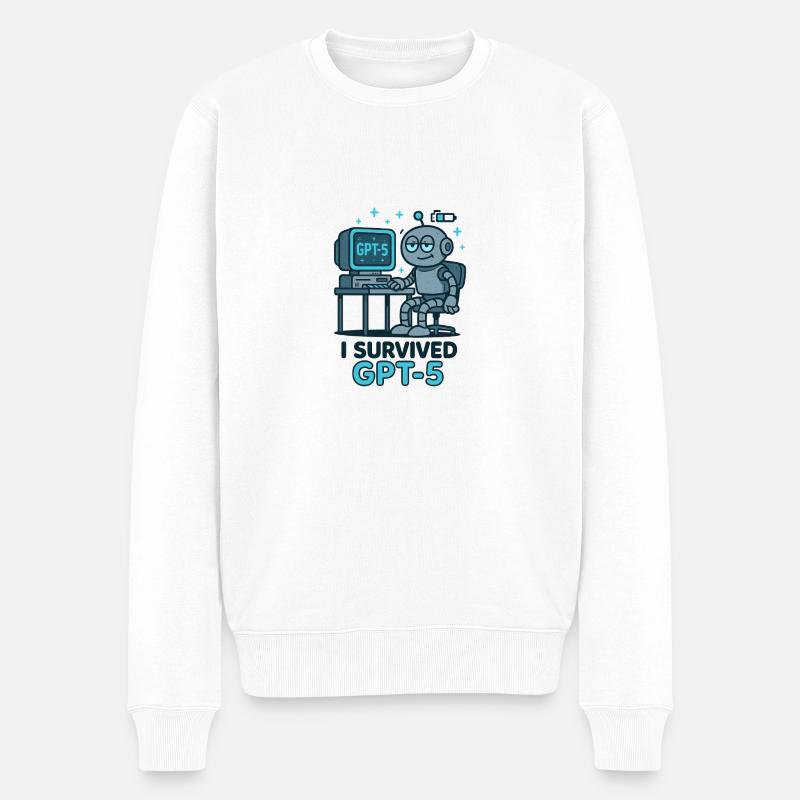 I Survived GPT-5 - Männer Premium Bio Pullover - Weiß