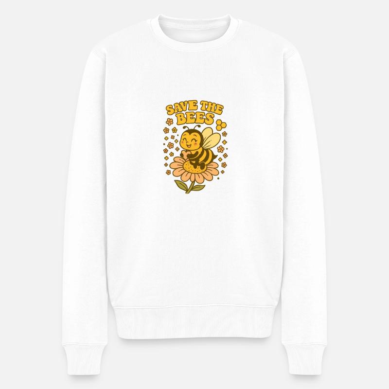 Save the Bees – Retro Comic Style - Männer Premium Bio Pullover - Weiß