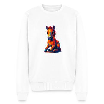 WPAP Polygon Kawaii Stil Tiere Baby Pferd Fohlen - Männer Premium Bio Pullover - Weiß - Vorne - Thijin (182cm)