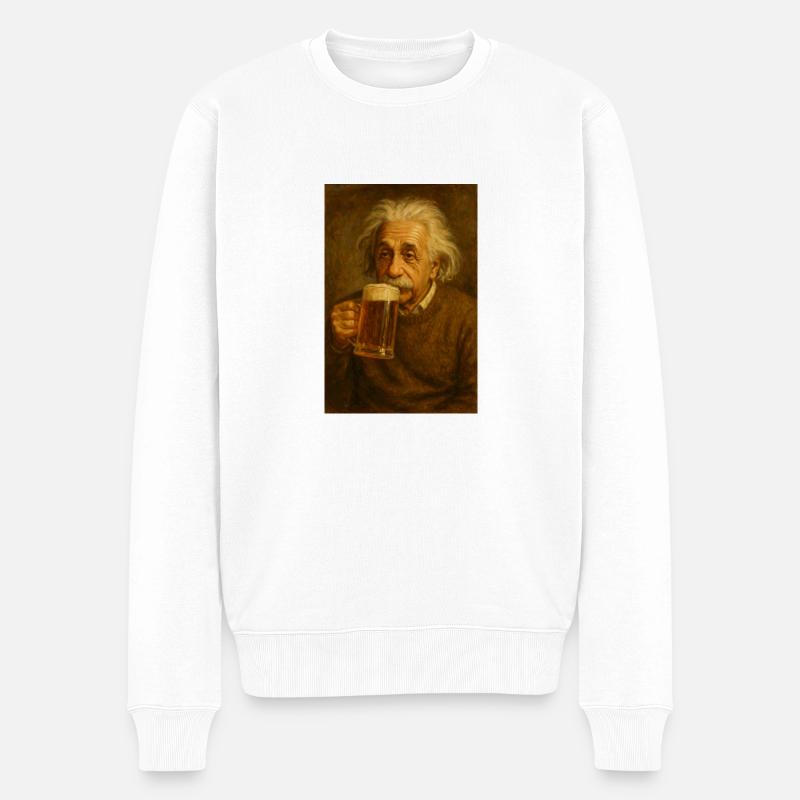 Einstein + Bière - Pull Premium bio Homme - blanc