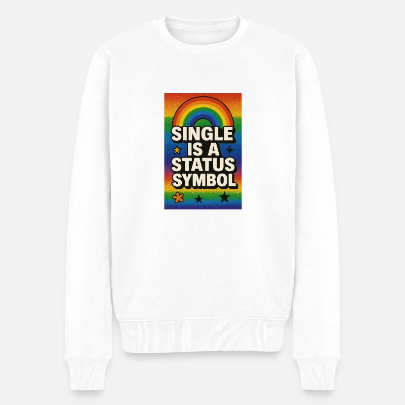 Single ist ein Statussymbol Regenbogen - Männer Premium Bio Pullover - Weiß