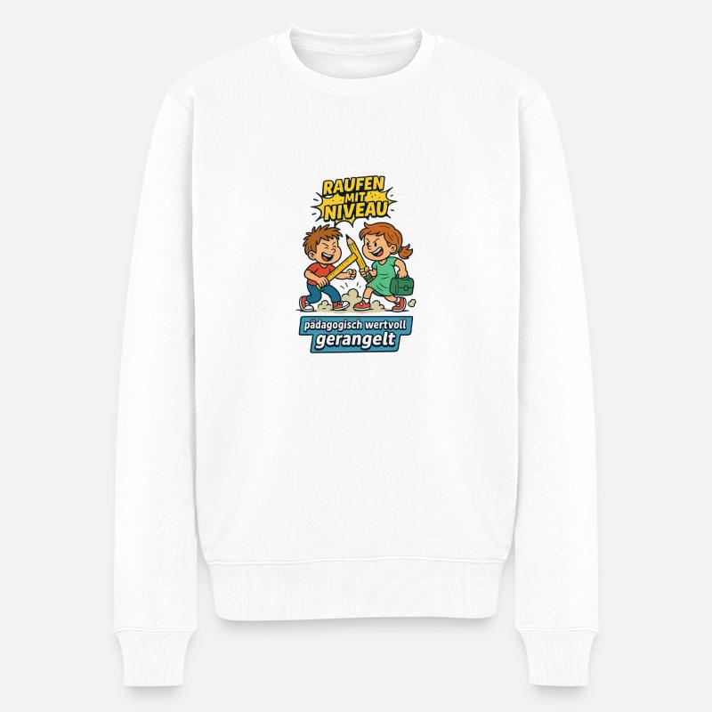 Raufen mit Niveau - Männer Premium Bio Pullover - Weiß