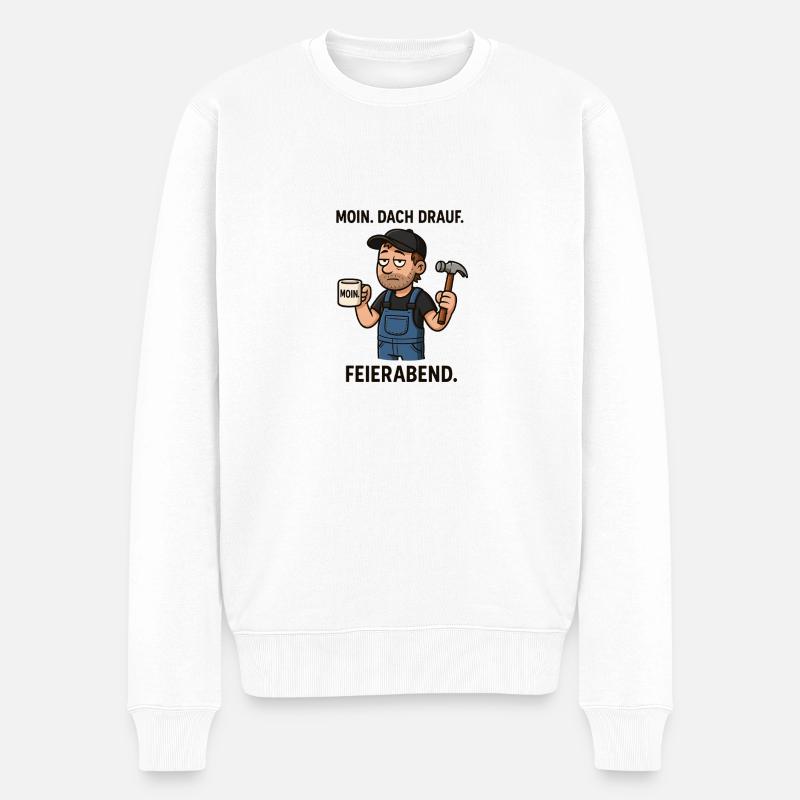 Dach drauf Moin Dachdecker - Männer Premium Bio Pullover - Weiß