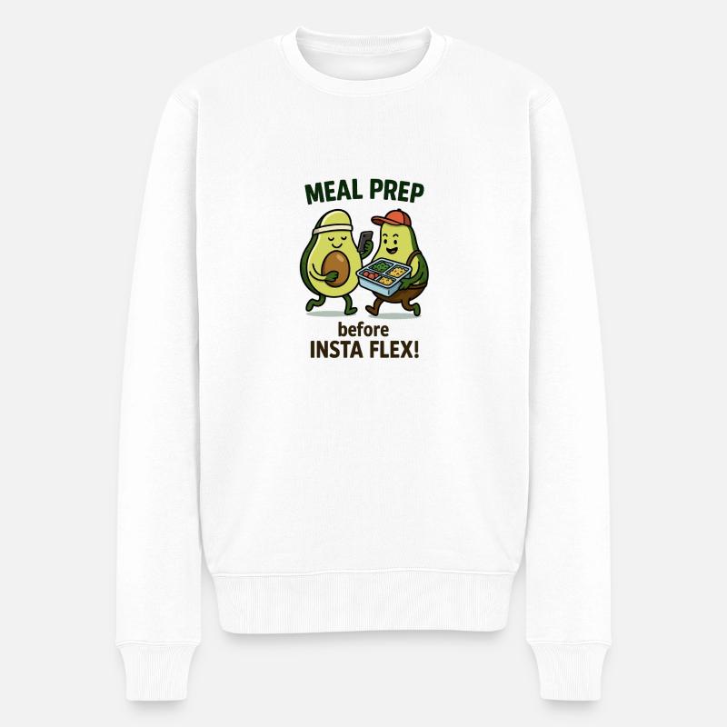 Meal Prep Avocado - Männer Premium Bio Pullover - Weiß