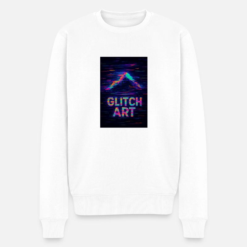 Glitch Art - Männer Premium Bio Pullover - Weiß