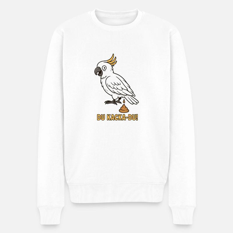 Witziger Kakadu Spruch - Männer Premium Bio Pullover - Weiß