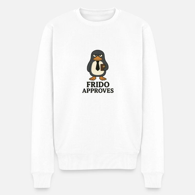 Frido Approves – Official Rule Penguin Shirt 🐧📜 - Männer Premium Bio Pullover - Weiß