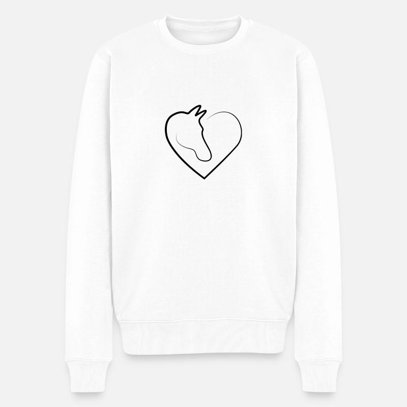 HorseHeart- Schwarz - Männer Premium Bio Pullover - Weiß